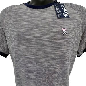 Psycho Bunny Pima Cotton‎ T Shirt Mens Gray Navy Logo Short Sleeve Sz 4 SM NWT